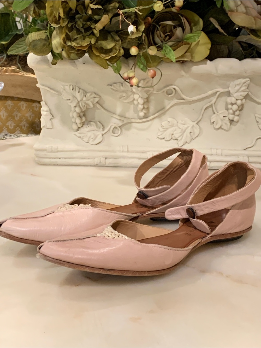 CYDWOQ Vintage Calistoga Pink Leather Flats Size 40